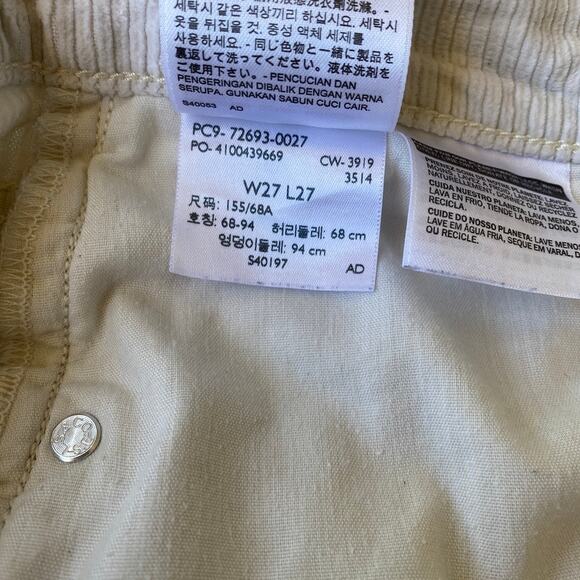 Levi’s Premium Ribcage Straight Leg Corduroy Pants Ivory Cream High Rise Size 27 - Picture 13 of 16